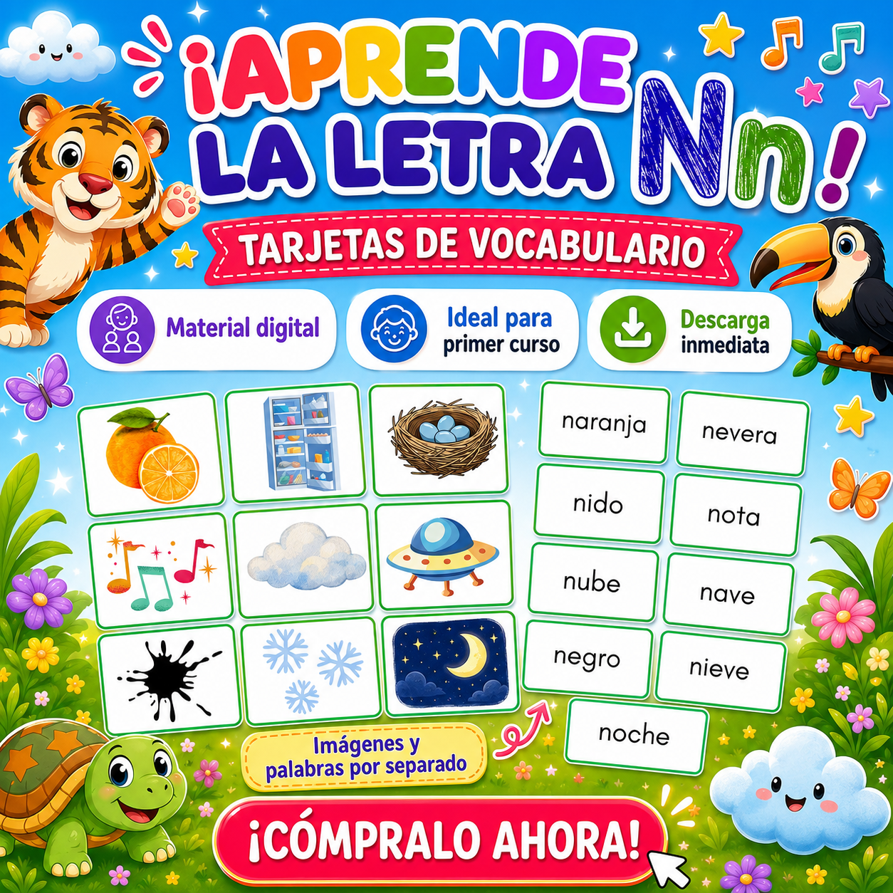 Tarjetas de vocabulario letra N
