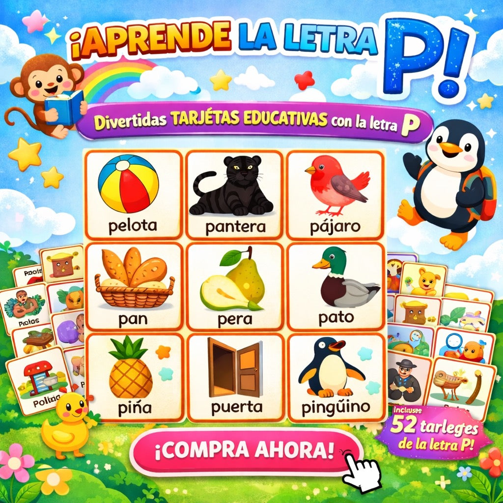 Tarjetas de la letra Pp